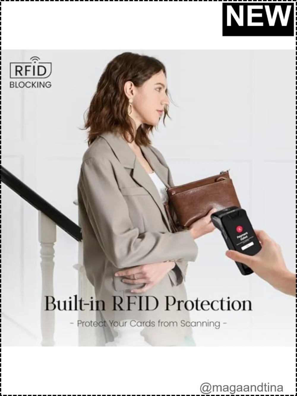 Genuine Leather RFID Blocking Wristlet Clutch Crossbody Wallet Purse